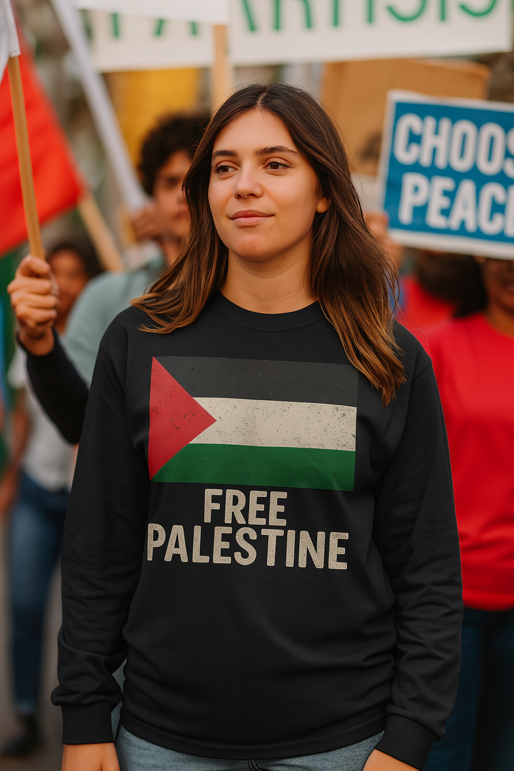 Maglietta a maniche lunghe Free Palestine - Unisex in cotone